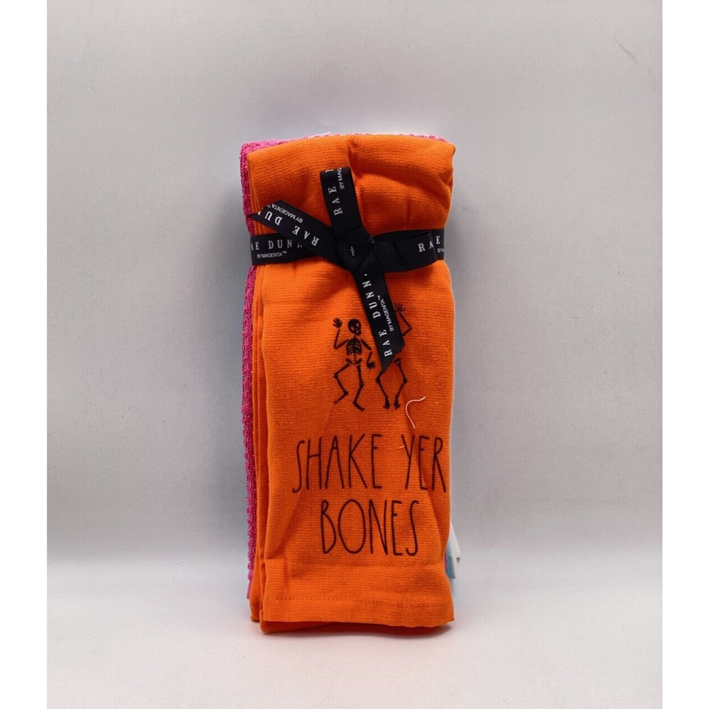 Rae Dunn Halloween Shake Yer BonesSpook Set of Orange Pink Blue WhIte By Magenta